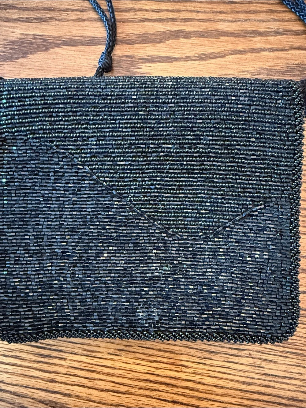 Vintage Black Beaded Evening Bag Diane von Furstenberg Shoulder Purse